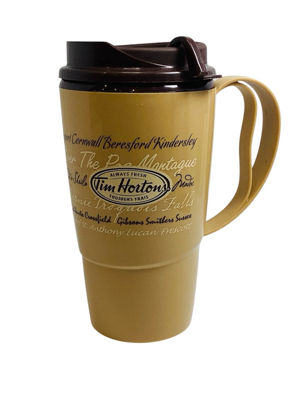 🍄 Tim Hortons Plastic Travel Mug with Brown Lid
